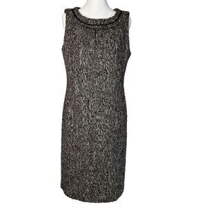 Elegant Black and White Tweed Dress